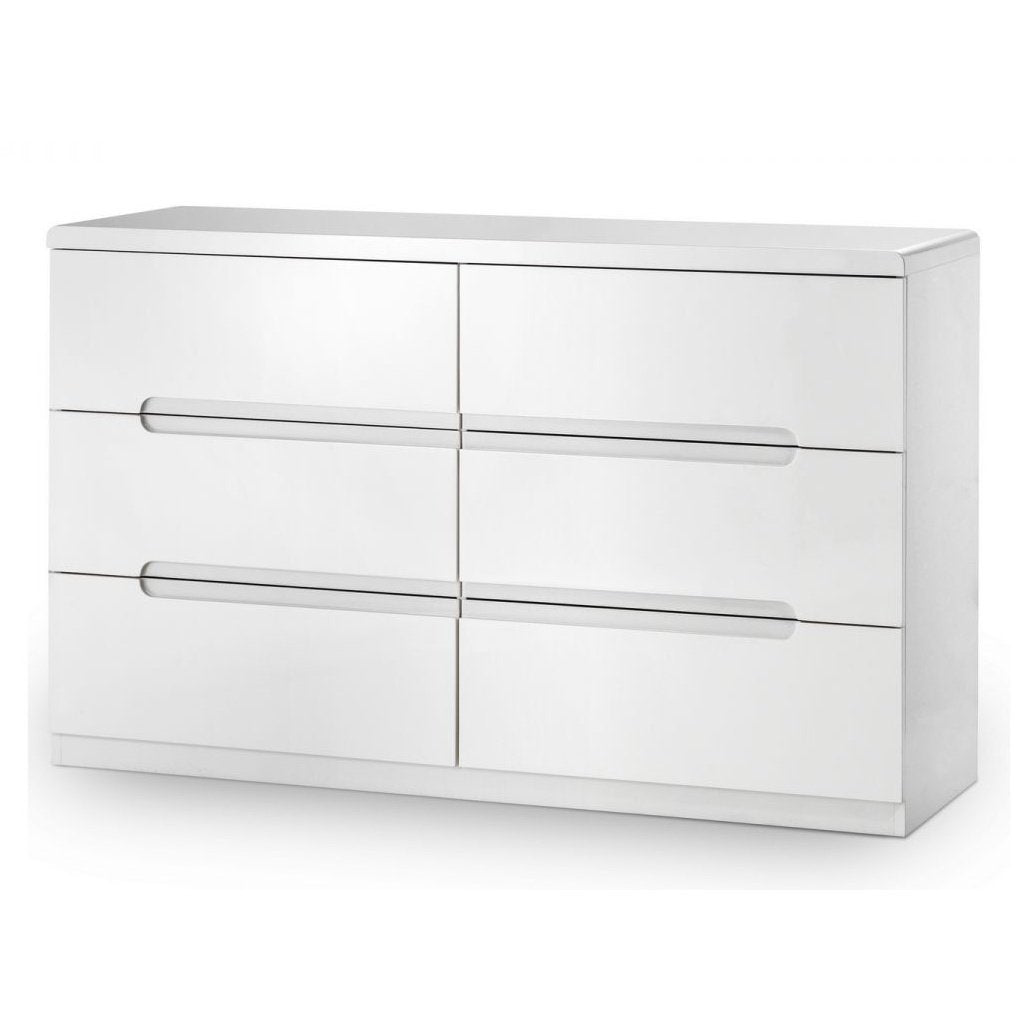 Manhattan 6 Drawer Wide Chest - White
