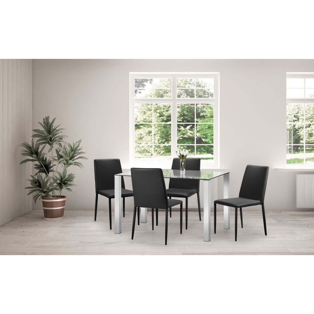 Enzo Chrome & Glass Compact Dining Table