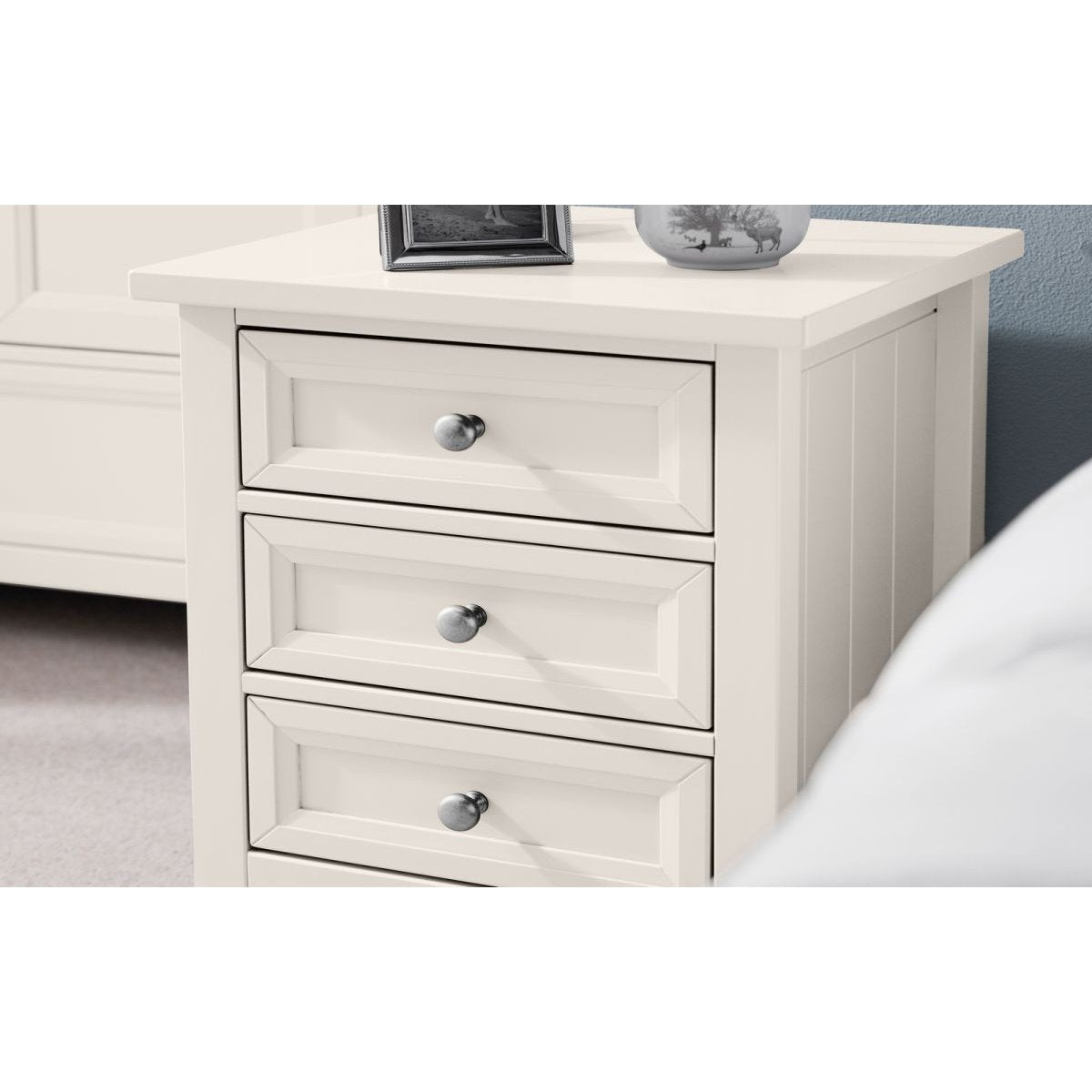 Maine 3 Drawer Bedside - Surf White