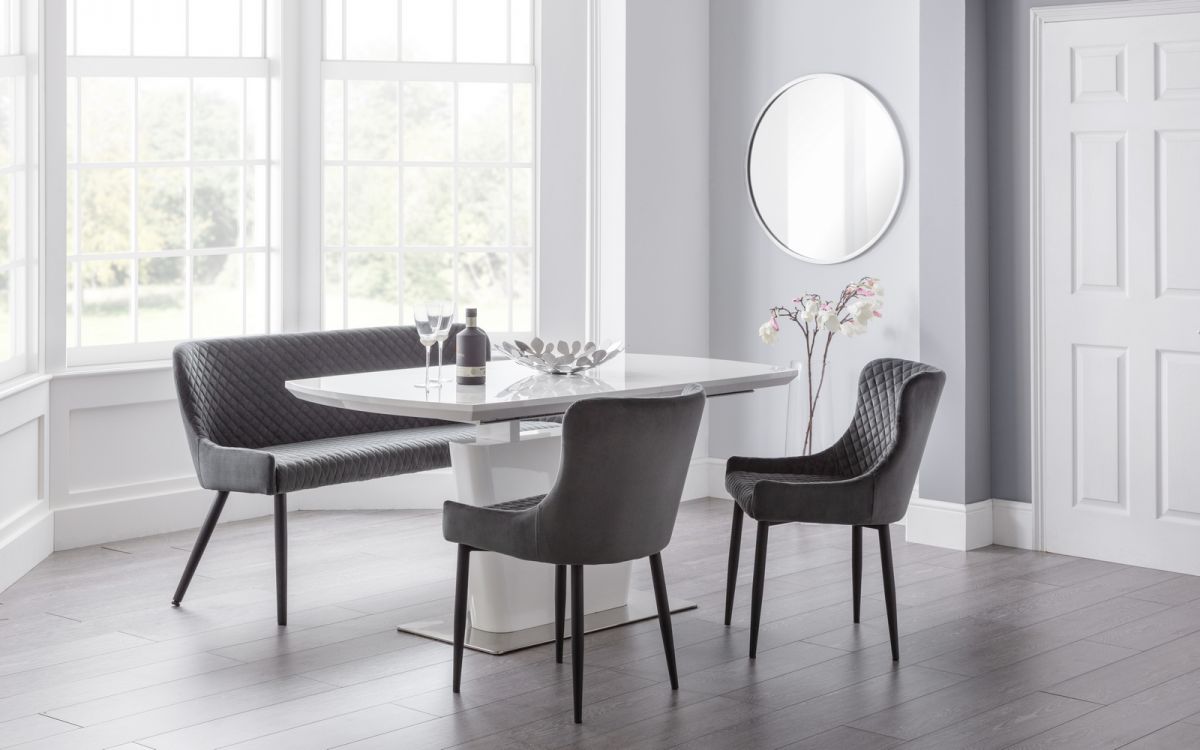 Como & Luxe Grey Dining Set (2 Chairs & Bench)