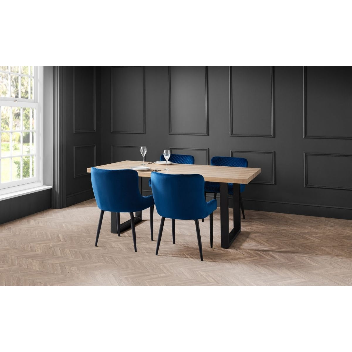 Berwick Dining Table & 4 Luxe Blue Chairs