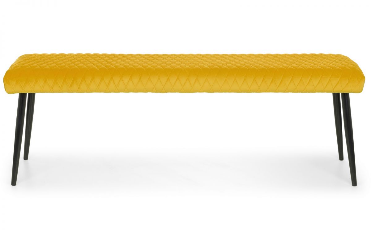 Berwick Dining Table, 2 Luxe Low Mustard Benches & 2 Luxe Mustard Chairs