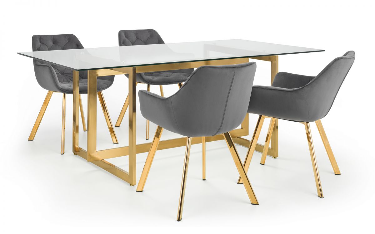 Minori Dining Table & 4 Lorenzo Grey Dining Chairs