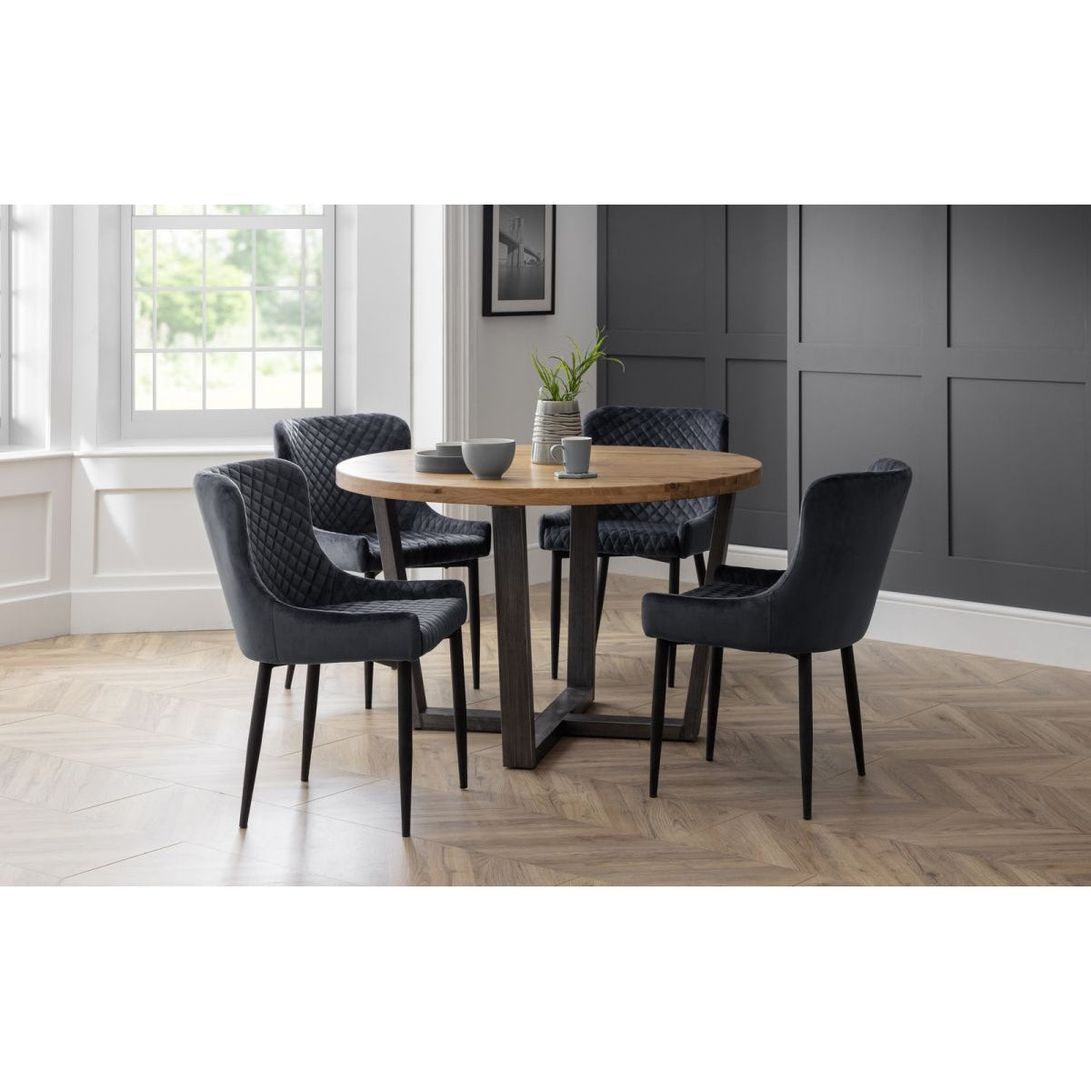 Brooklyn Round & Luxe Grey Dining Set