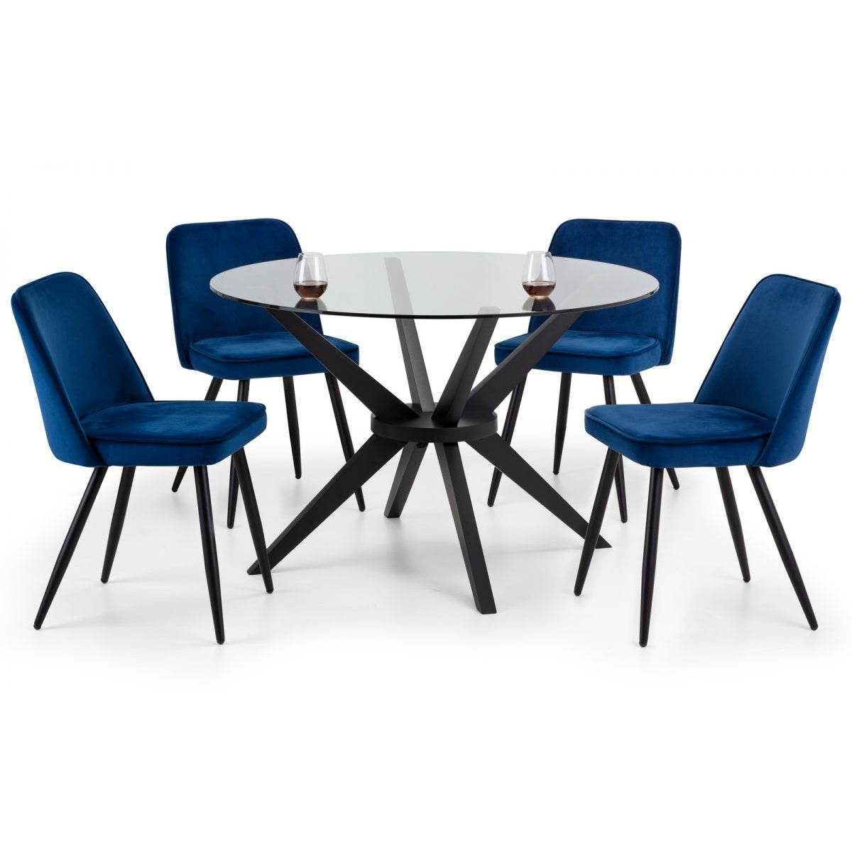 Hayden Dining Table & 4 Burgess Blue Chairs