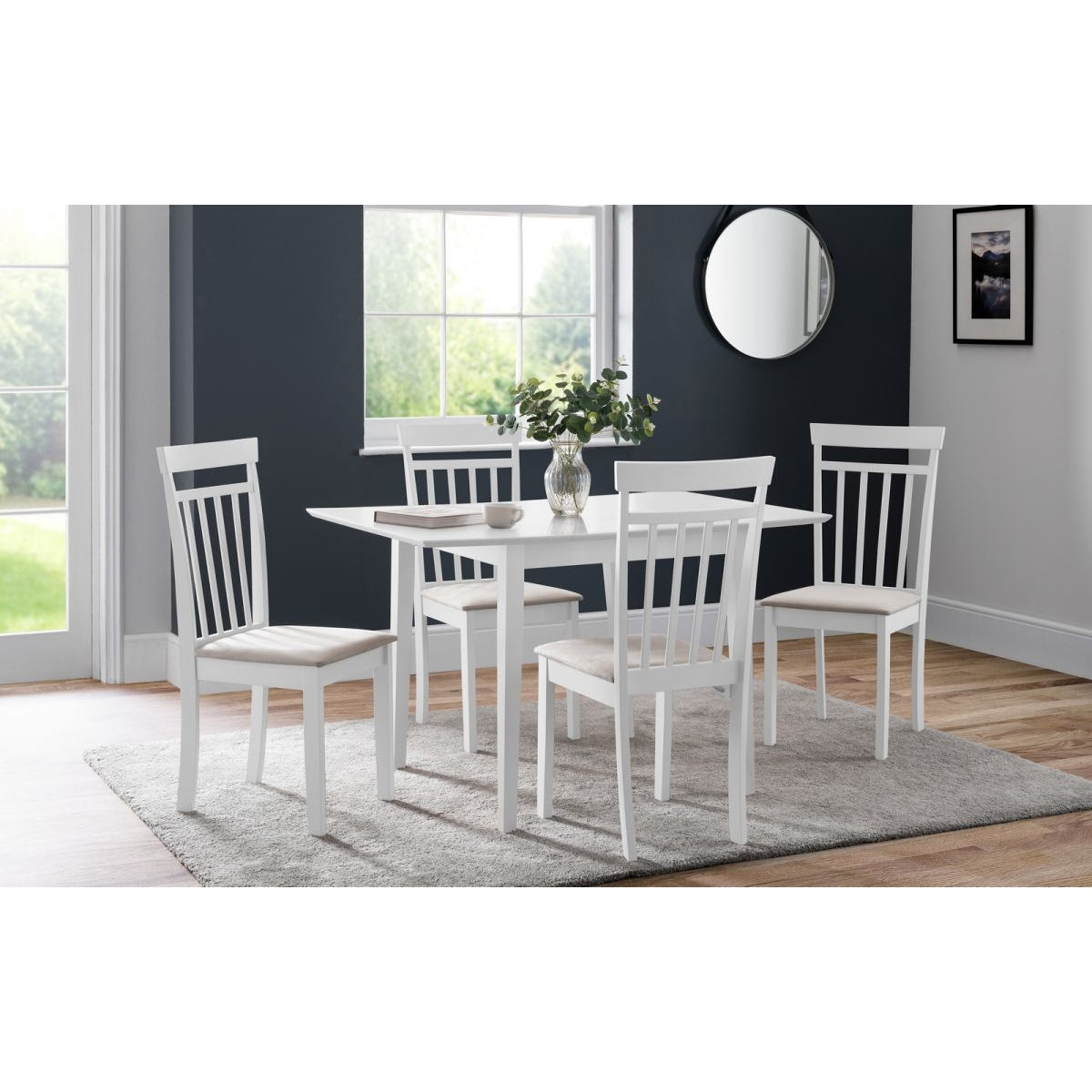 Rufford Dining Table & 4 Coast Chairs - White