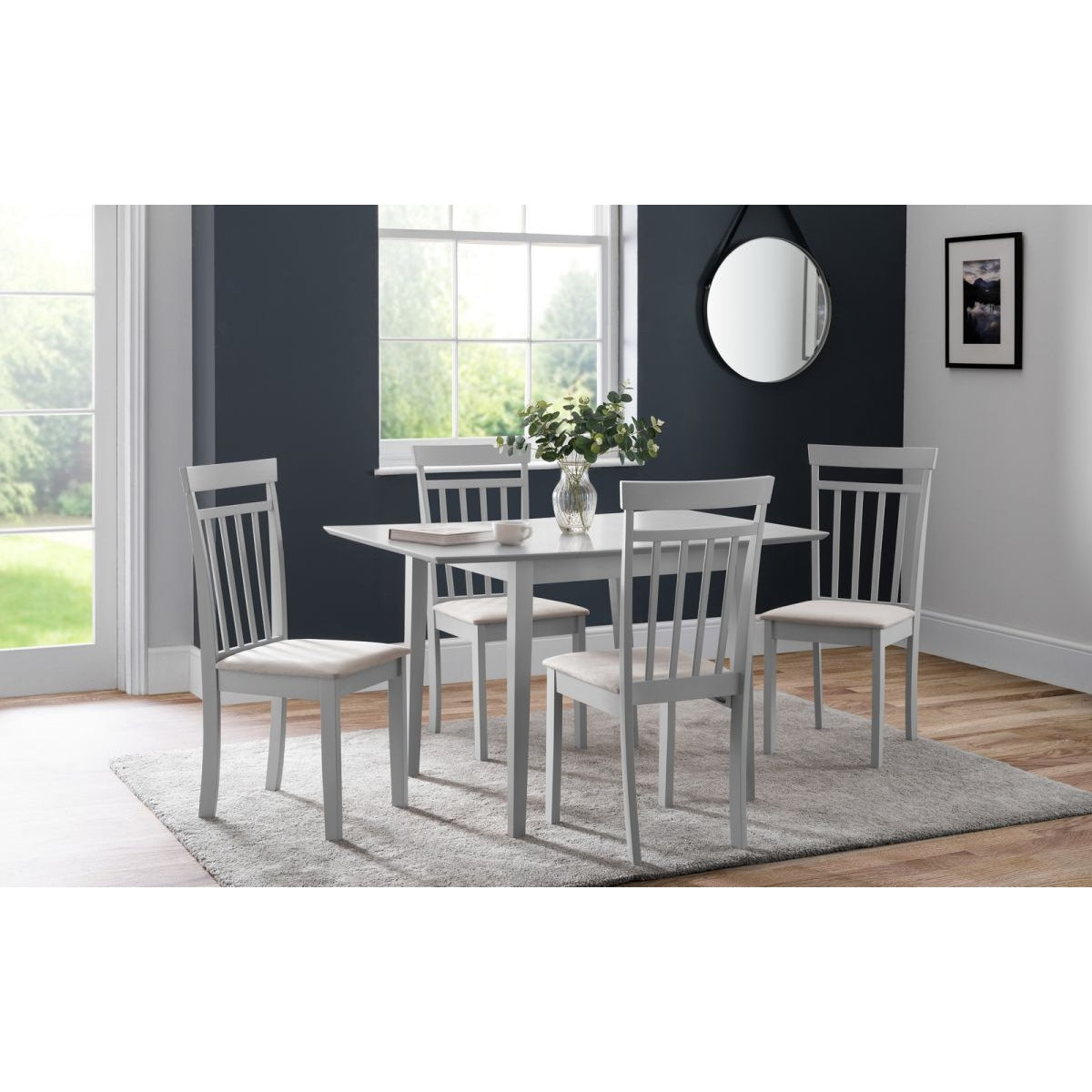 Rufford Dining Table & 4 Coast Chairs - Grey