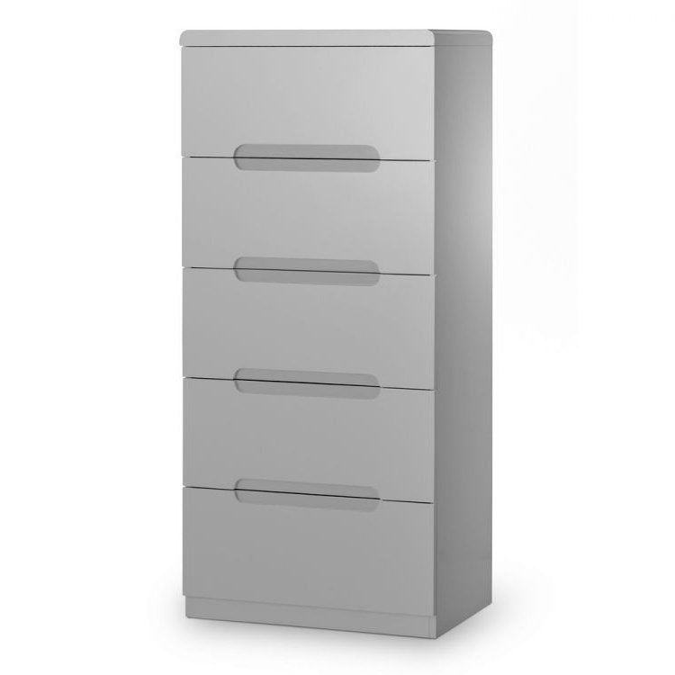 Manhattan 5 Drawer Narrow Chest - Grey