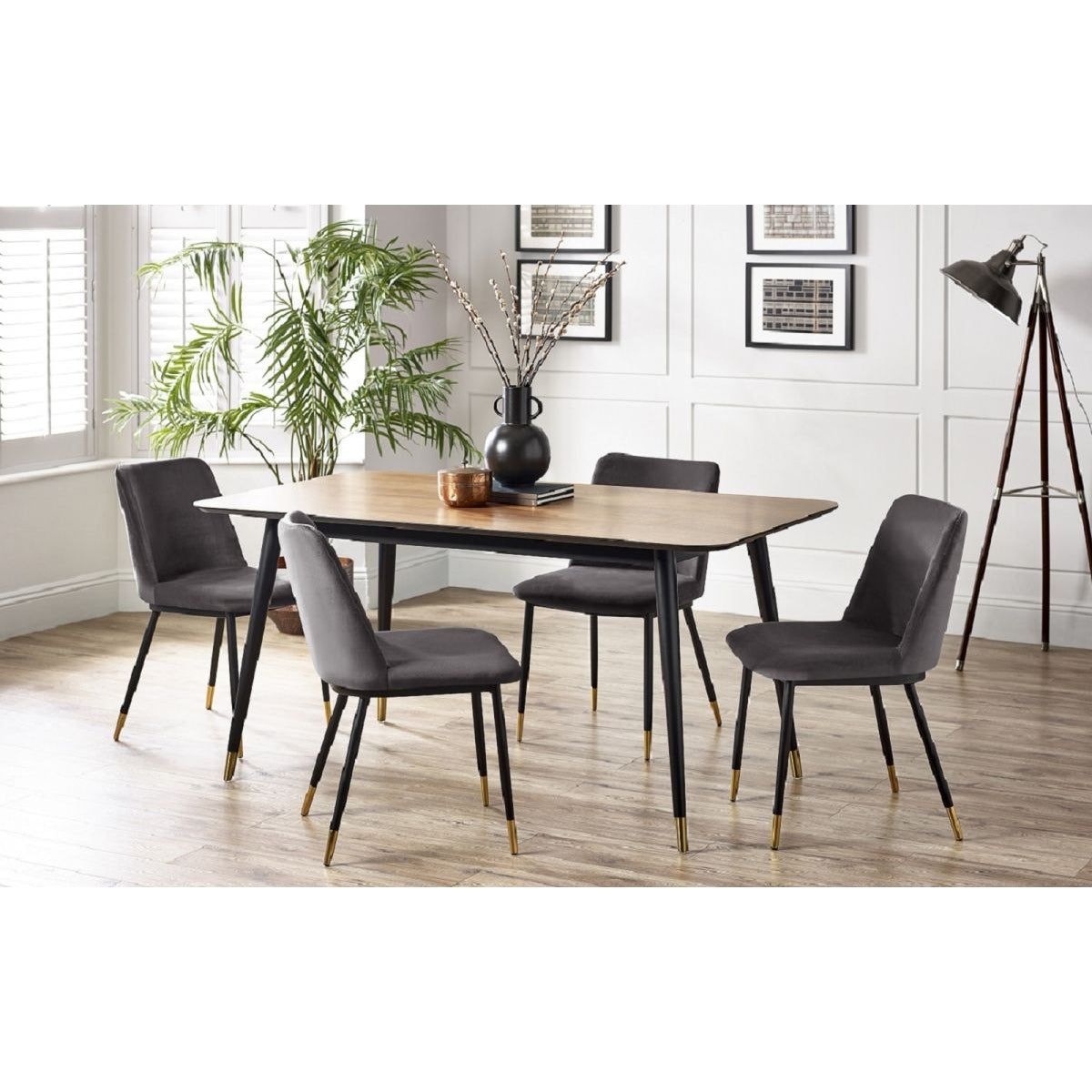 Findlay Rectangular Table & 4 Delaunay Grey Chairs