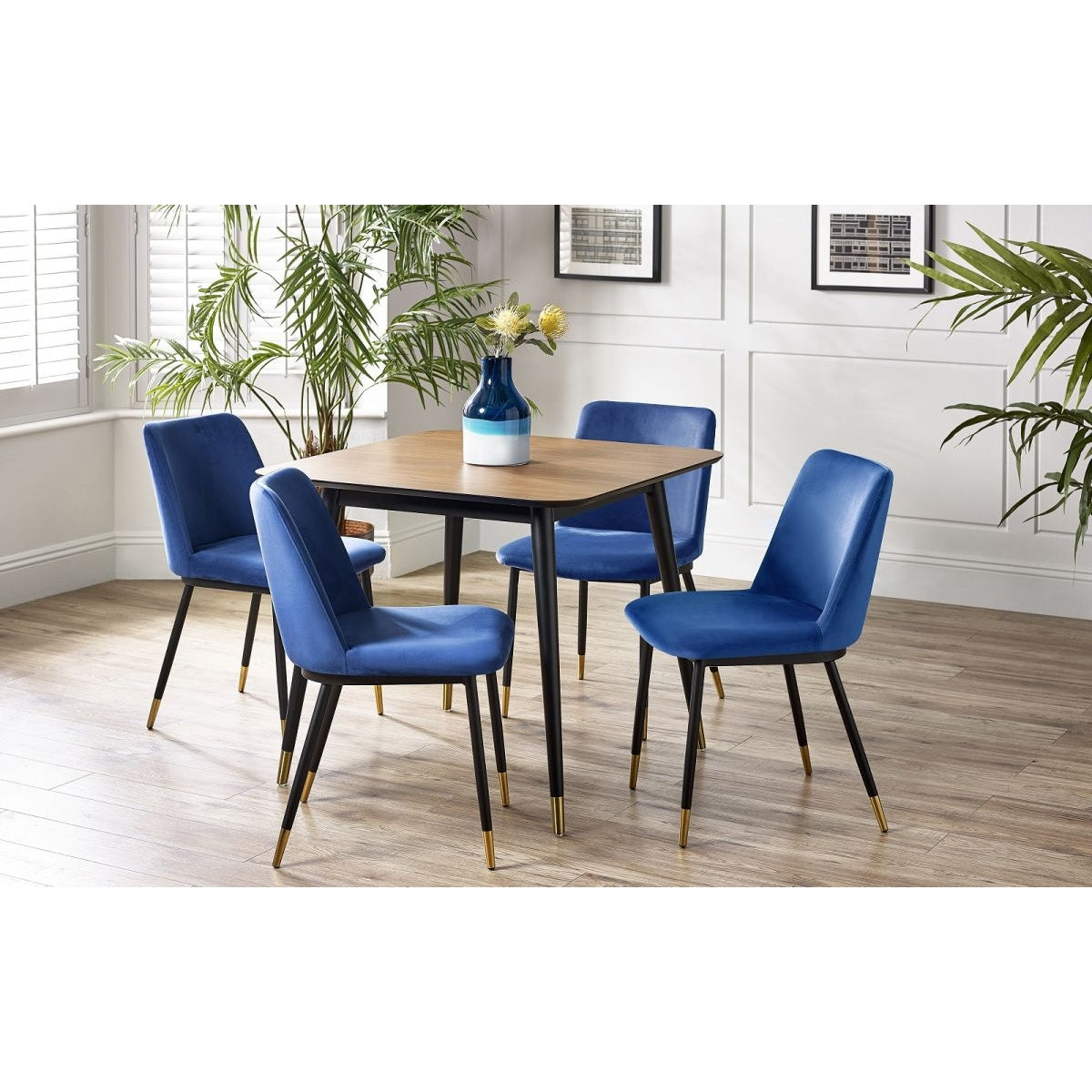 Findlay Square Dining Table & 4 Delaunay Blue Chairs