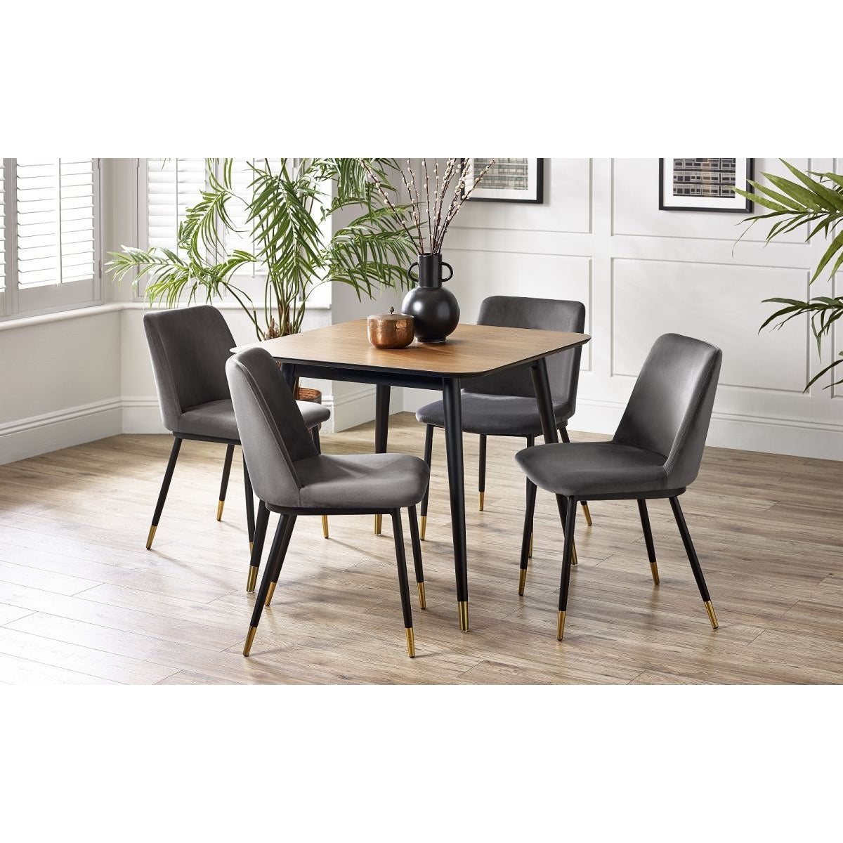 Findlay Square Dining Table & 4 Delaunay Grey Chairs