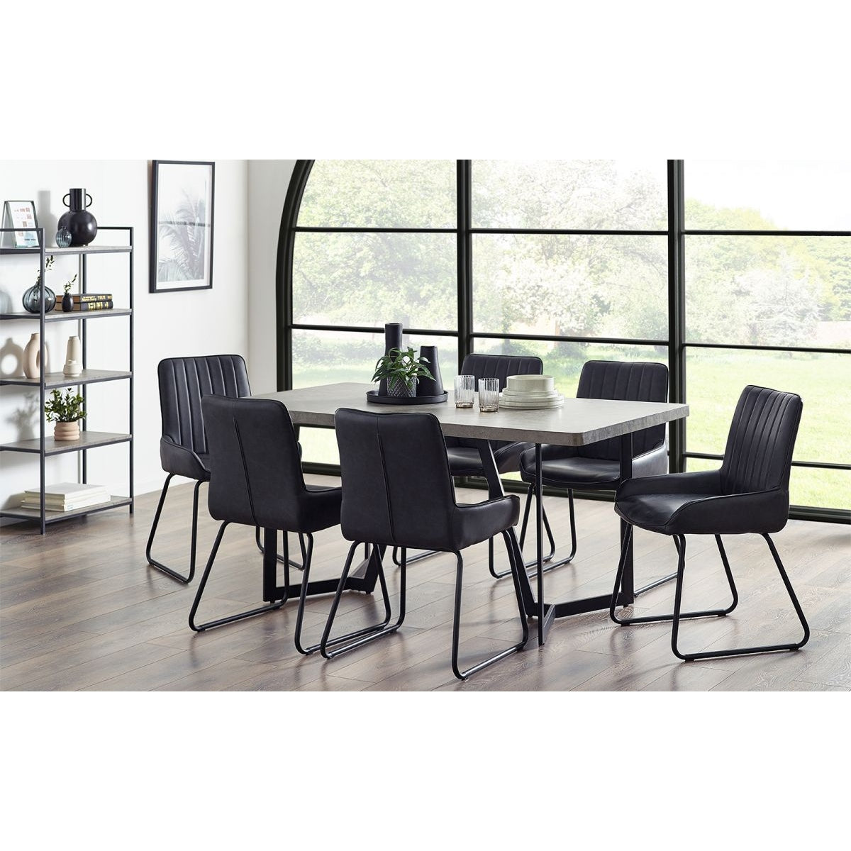 Miller Concrete Effect Dining Table & 6 Soho Chairs