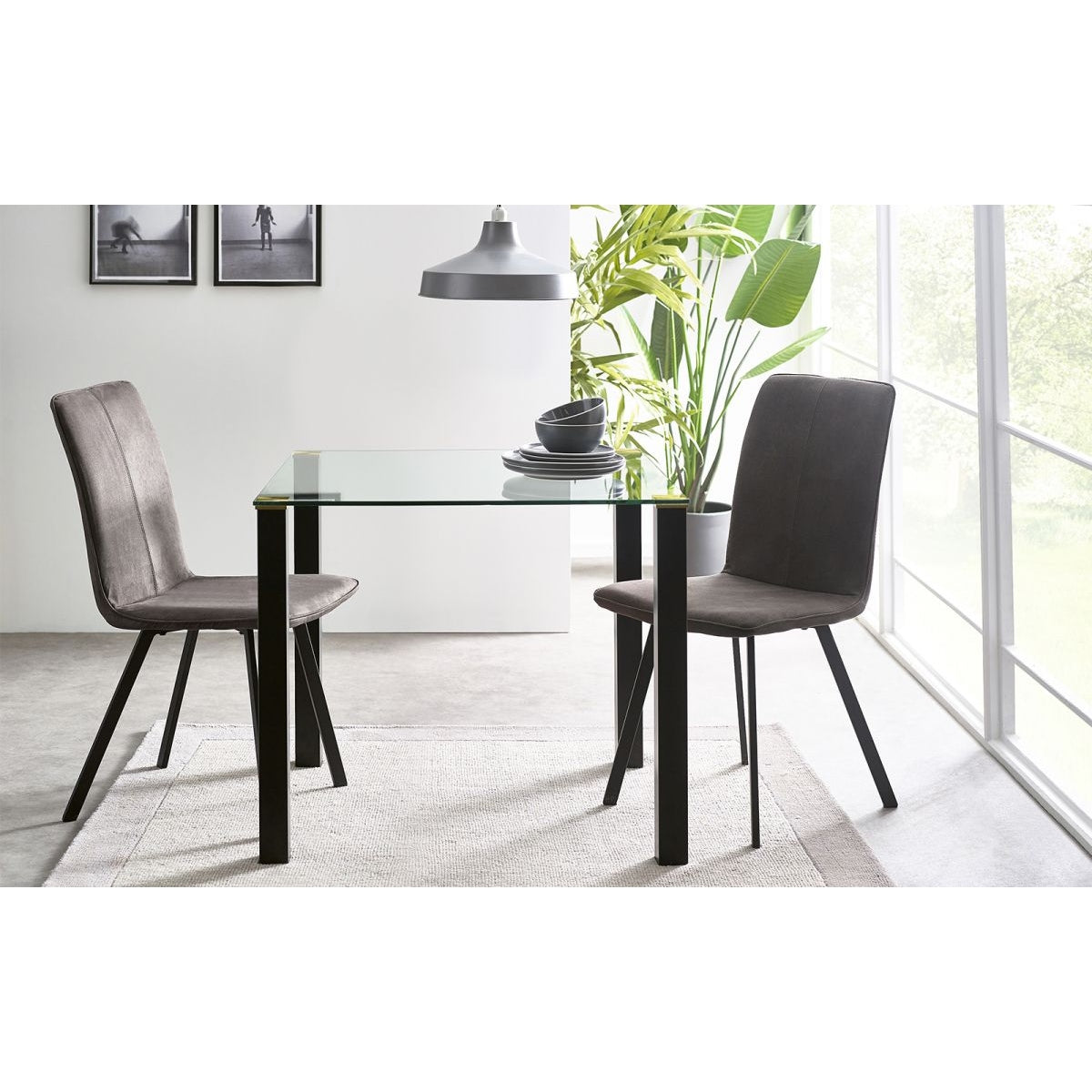 Piero Square Table & 2 Monroe Dining Chairs