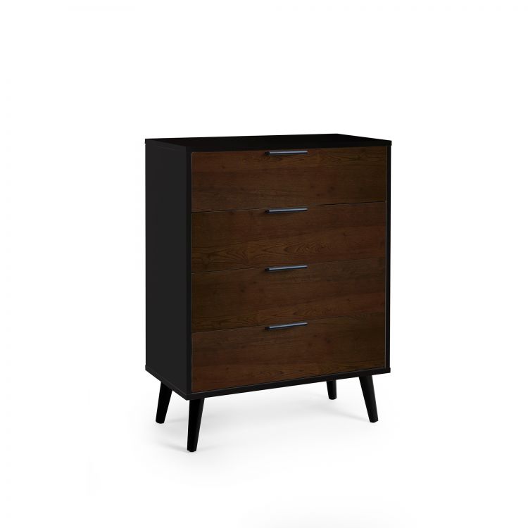 Alba 4 Drawer Wide Chest - Walnut/Black