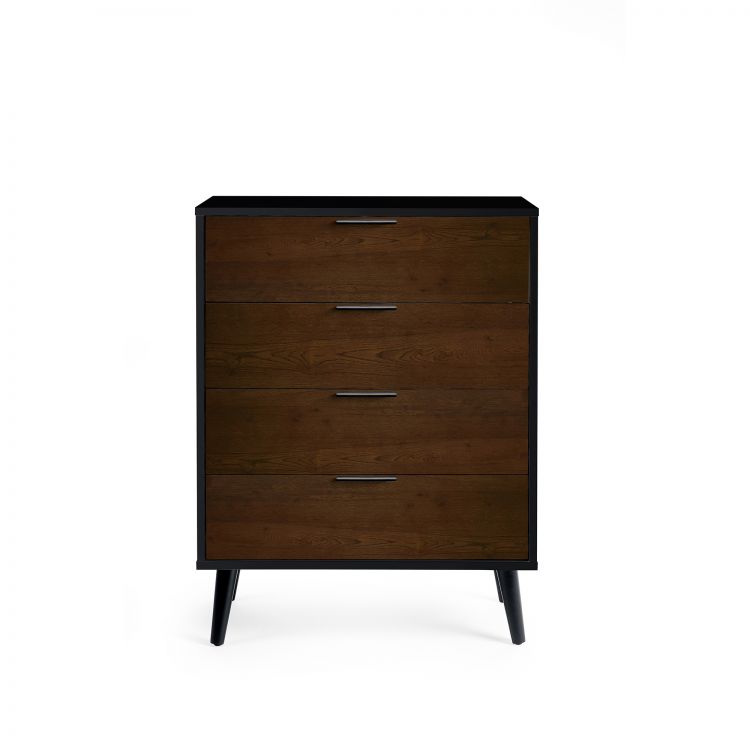 Alba 4 Drawer Wide Chest - Walnut/Black