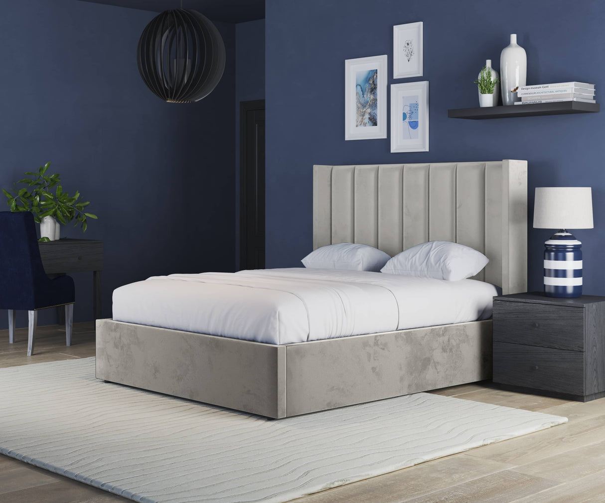 Paris Electric Adjustable Bed Frame with Winged Headboard – Dual Motor Comfort & Luxury Support | SILVER