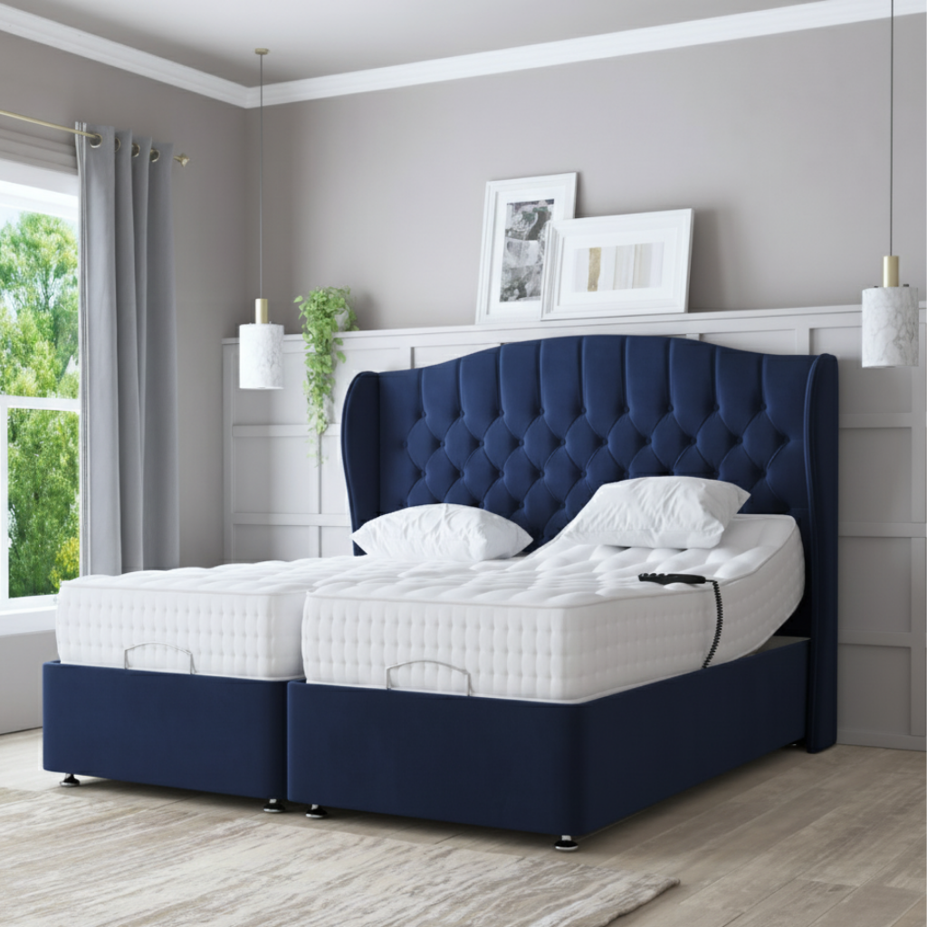 LuxeSleep Winged Adjustable Bed with Memory Foam Mattress – Dual Motor Electric Base for Ultimate Comfort
