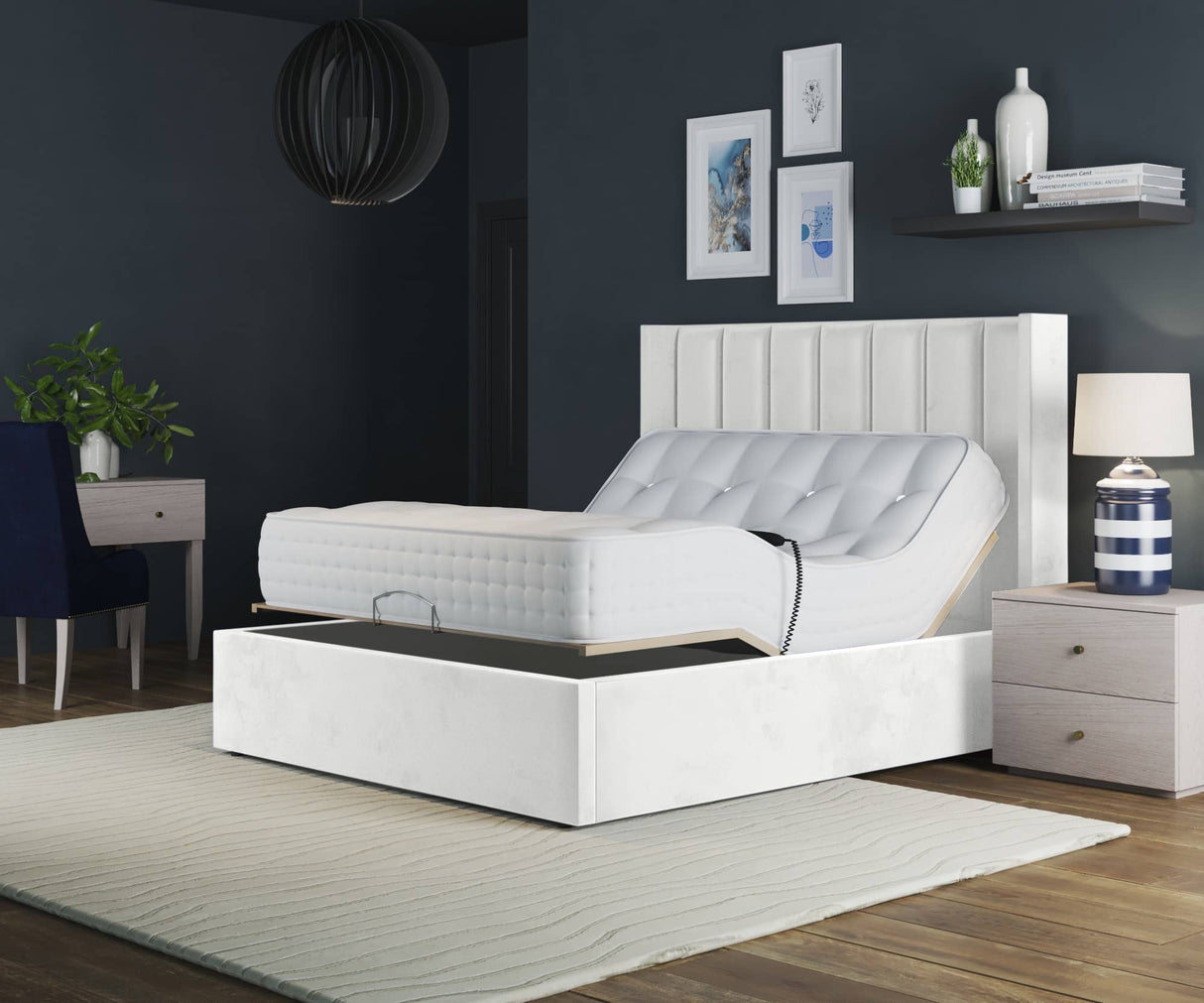Paris Electric Adjustable Bed Frame with Winged Headboard