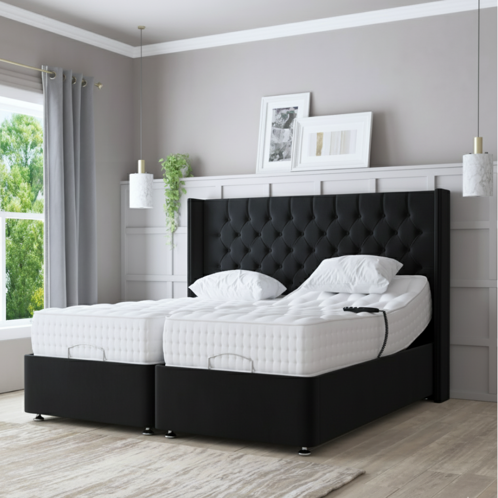 Serenity Motion Adjustable Bed – Electric Adjustable Base with Memory Gel Mattress | BLACK