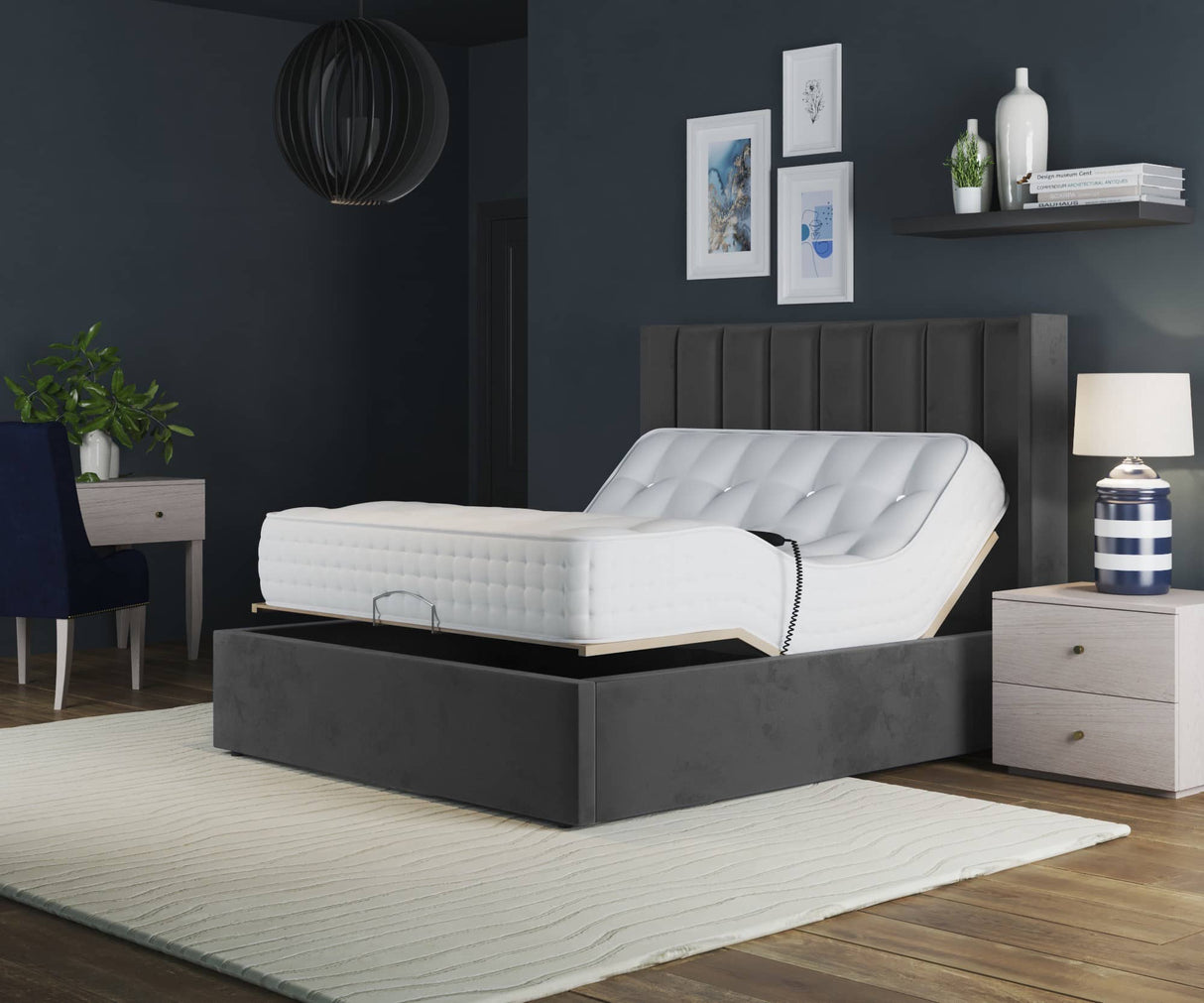 Paris Electric Adjustable Bed Frame with Winged Headboard