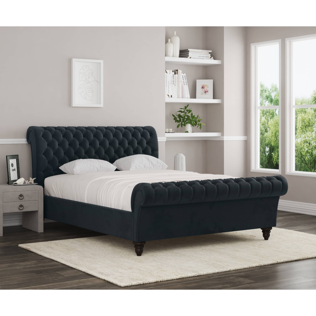 Emma Electric Adjustable Upholstered Sleigh Bed Frame – German Engineered Comfort & Luxury Support| WHITE