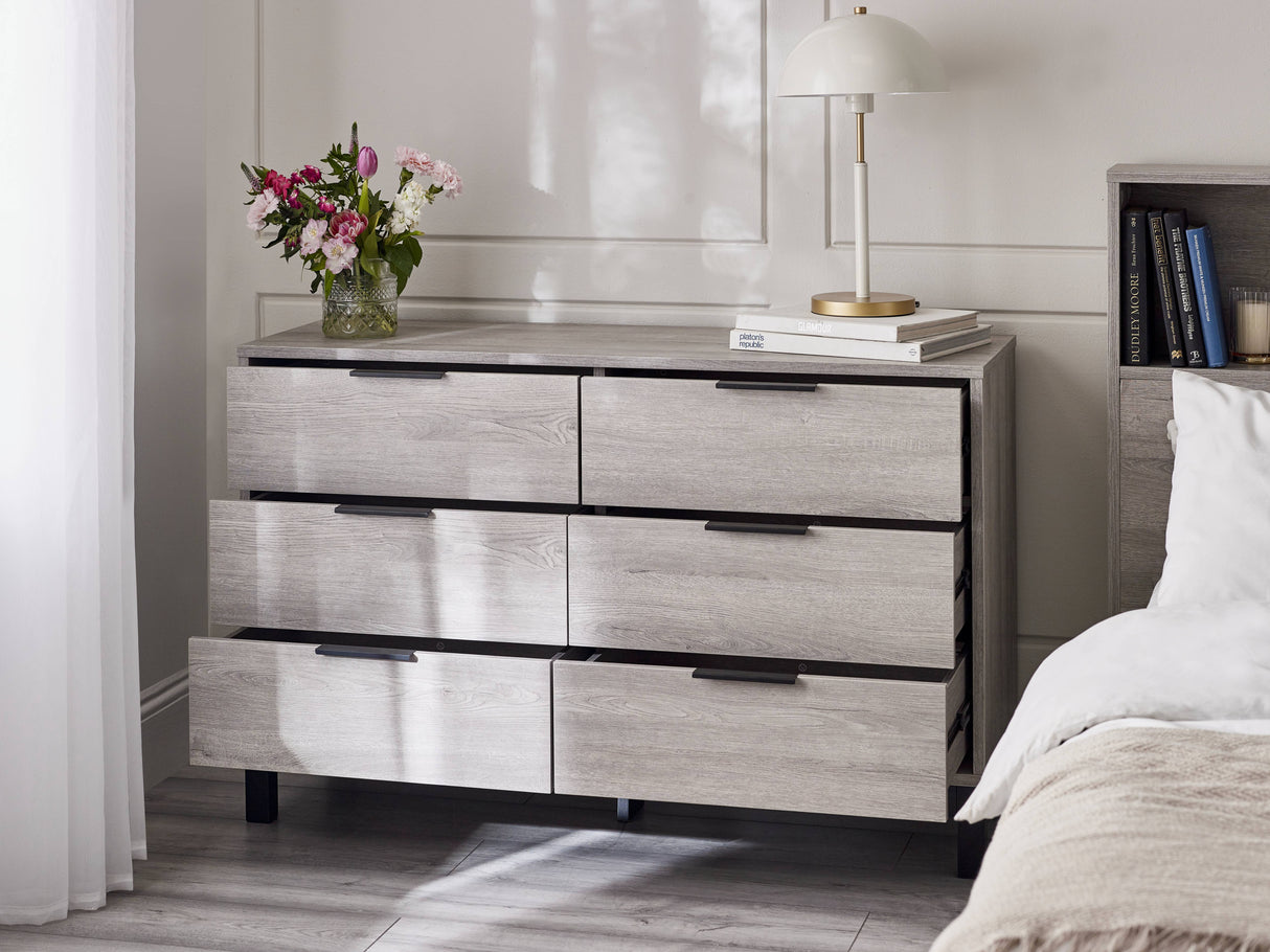 Bali 6 Drawer Chest - Grey Oak