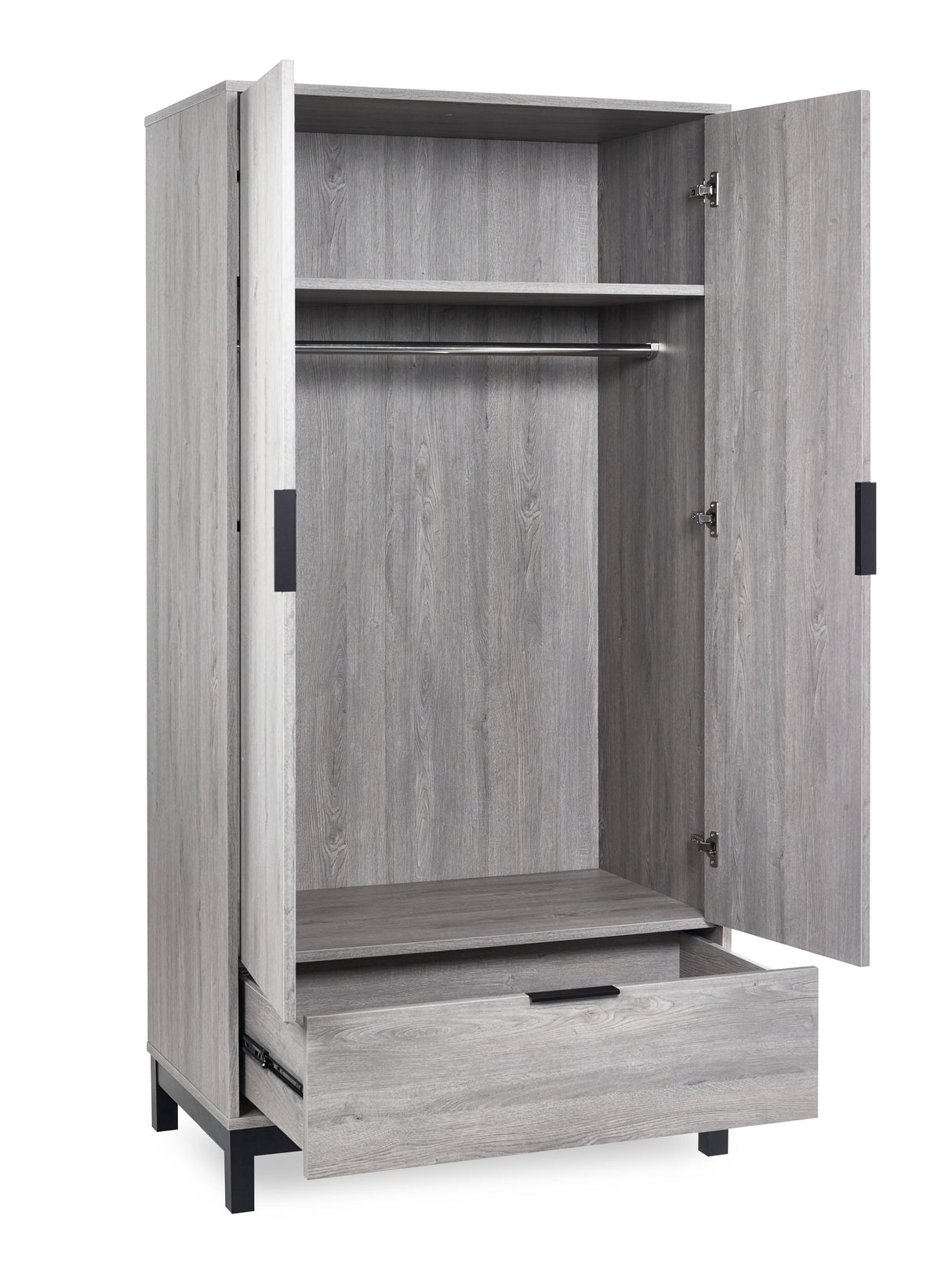 Bali 2 Door 1 Drawer Wardrobe - Grey Oak