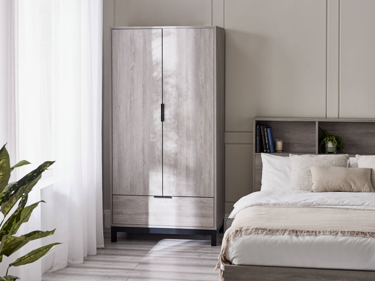 Bali 2 Door 1 Drawer Wardrobe - Grey Oak