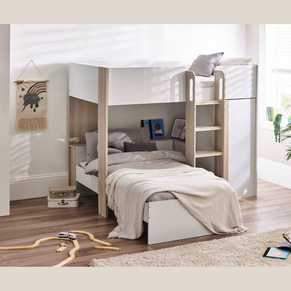 Horizon Bunk Bed - Pale Wood And White