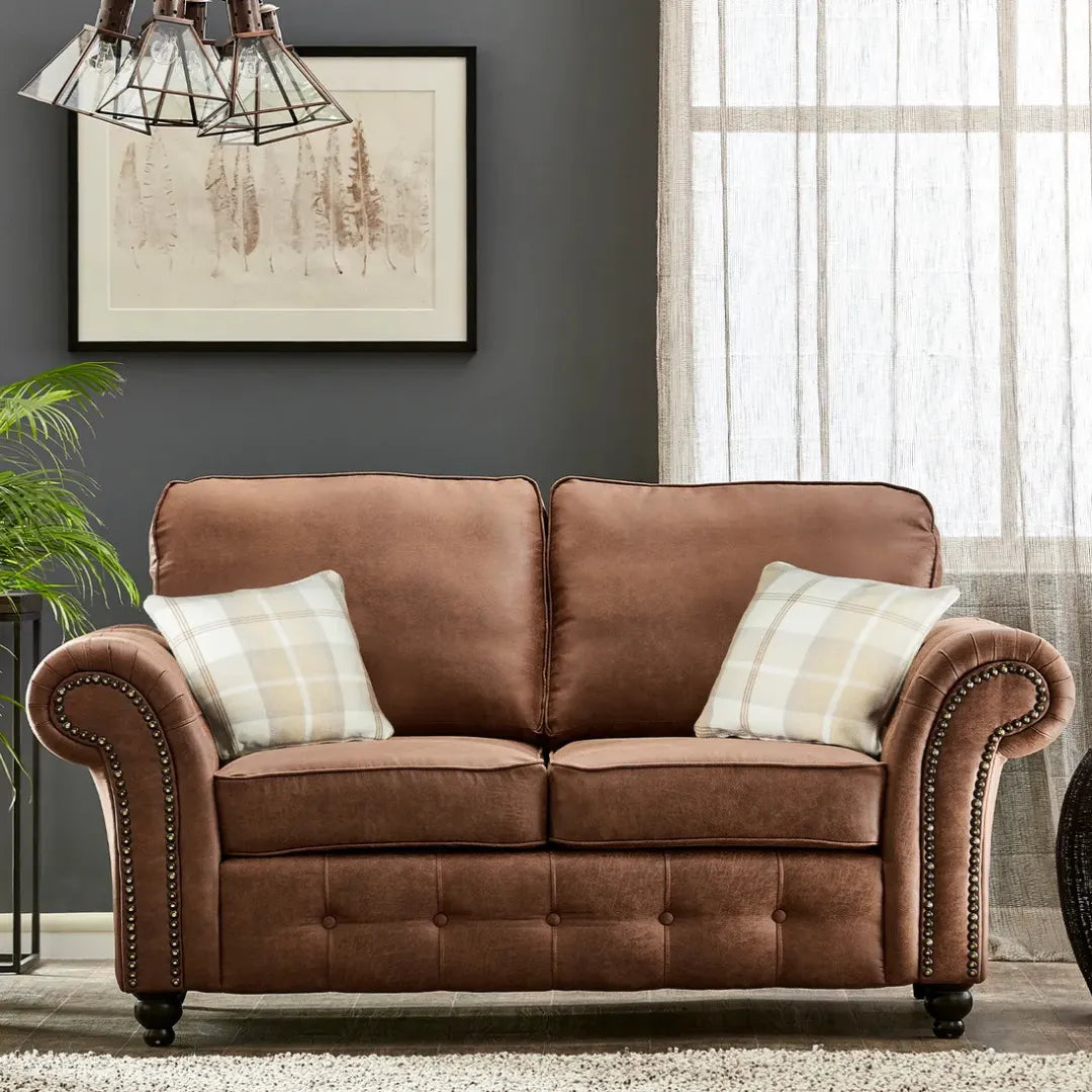 Oakland Chesterfield Sofa Suede 2 Seater