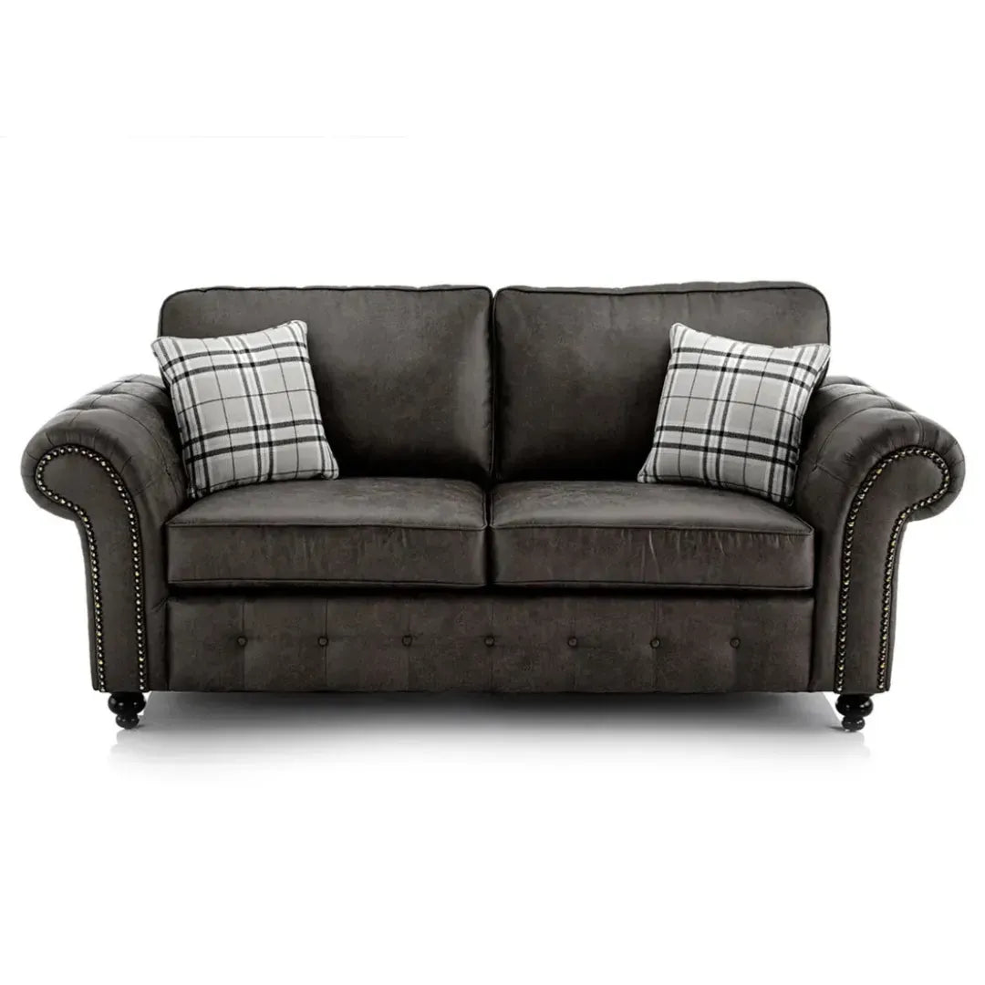 Oakland Chesterfield Sofa Bed Charcoal Grey or Tan Suede 3 Seater