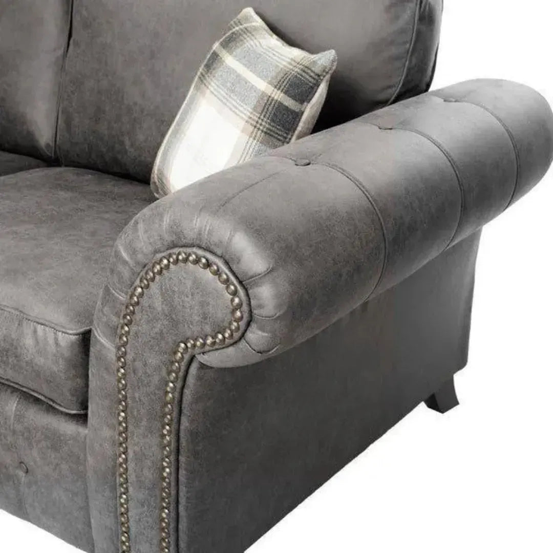 Oakland Chesterfield Sofa Bed Charcoal Grey or Tan Suede 3 Seater