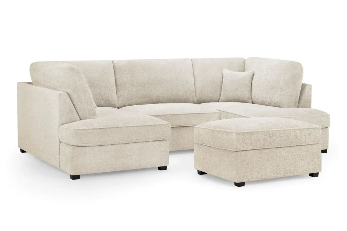 Carnaby Sofa Boucle Beige U Shape Corner Including Footstool