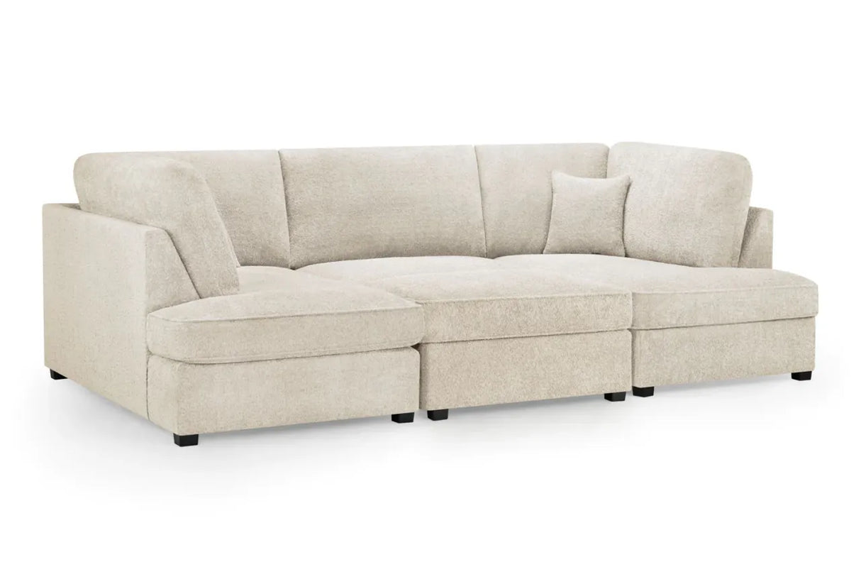Carnaby Sofa Boucle Beige U Shape Corner Including Footstool