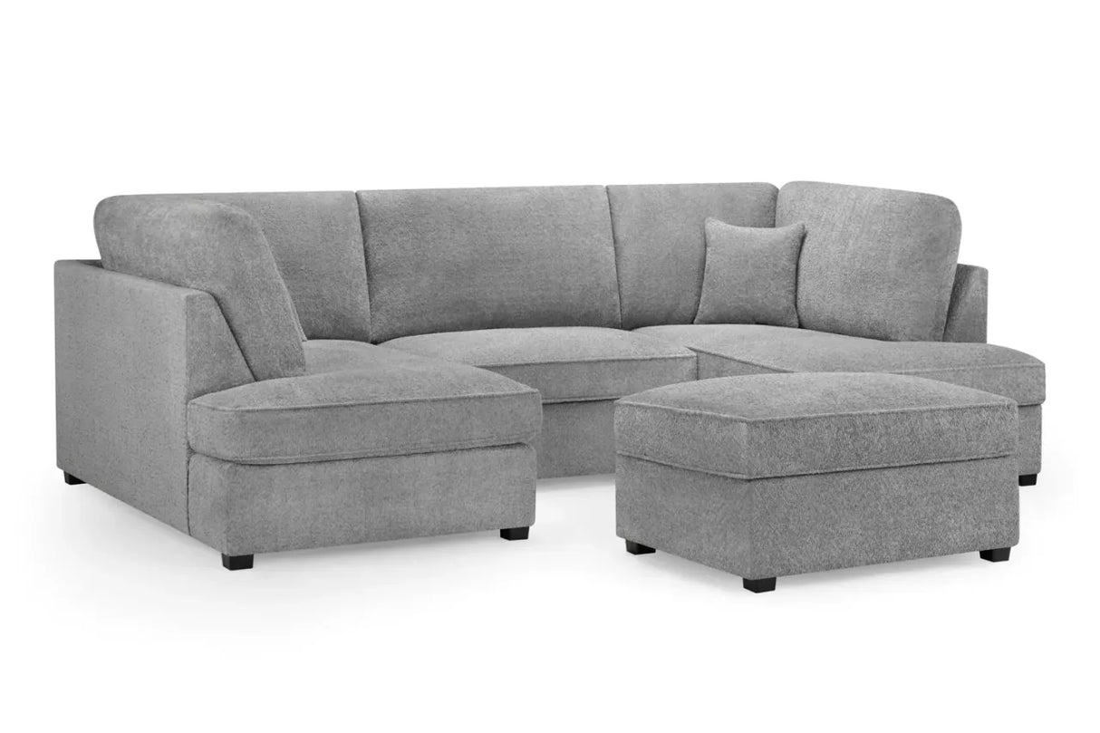 Carnaby Sofa Boucle Grey U Shape Corner Including Footstool