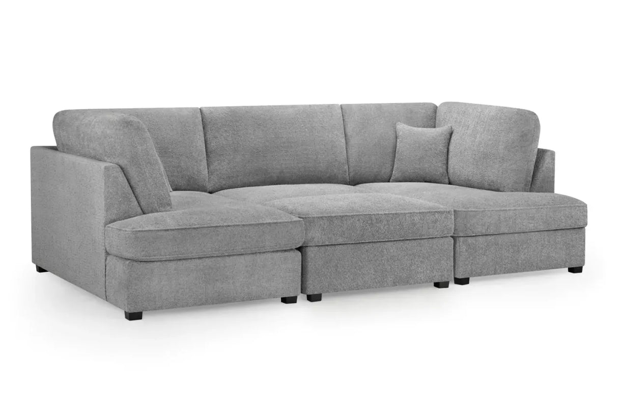 Carnaby Sofa Boucle Grey U Shape Corner Including Footstool