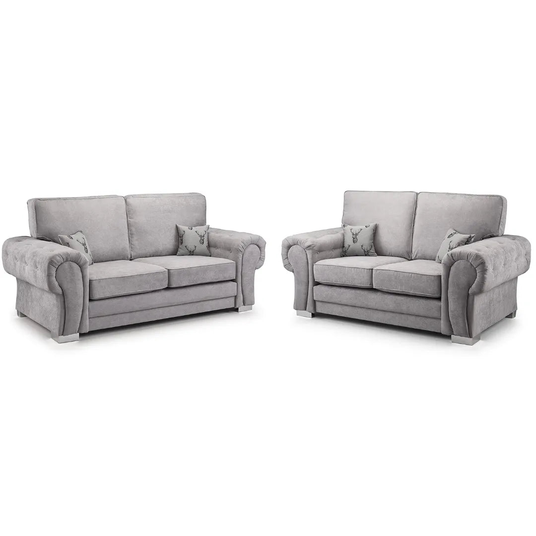 Verona Fabric Sofa FullBack 3 Seater And 2 Seater Set Grey Or Black