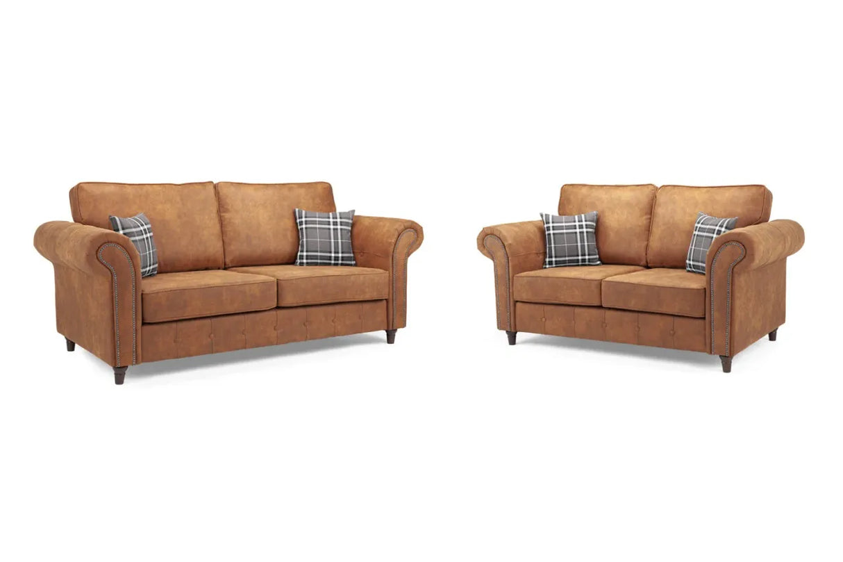 Oakland Chesterfield Sofa Suede 3 Seater and 2 Seater Set