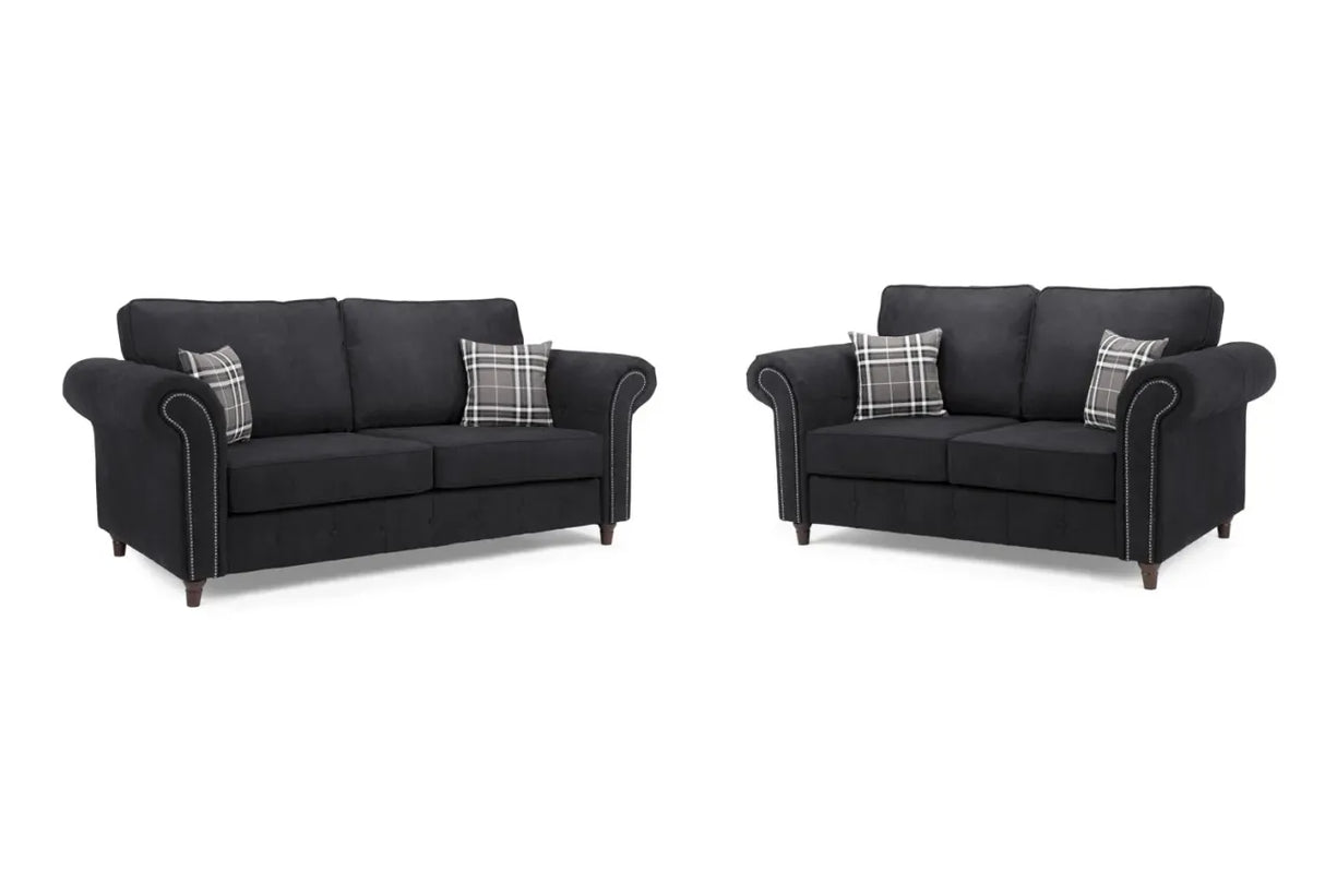 Oakland Chesterfield Sofa Suede 3 Seater and 2 Seater Set