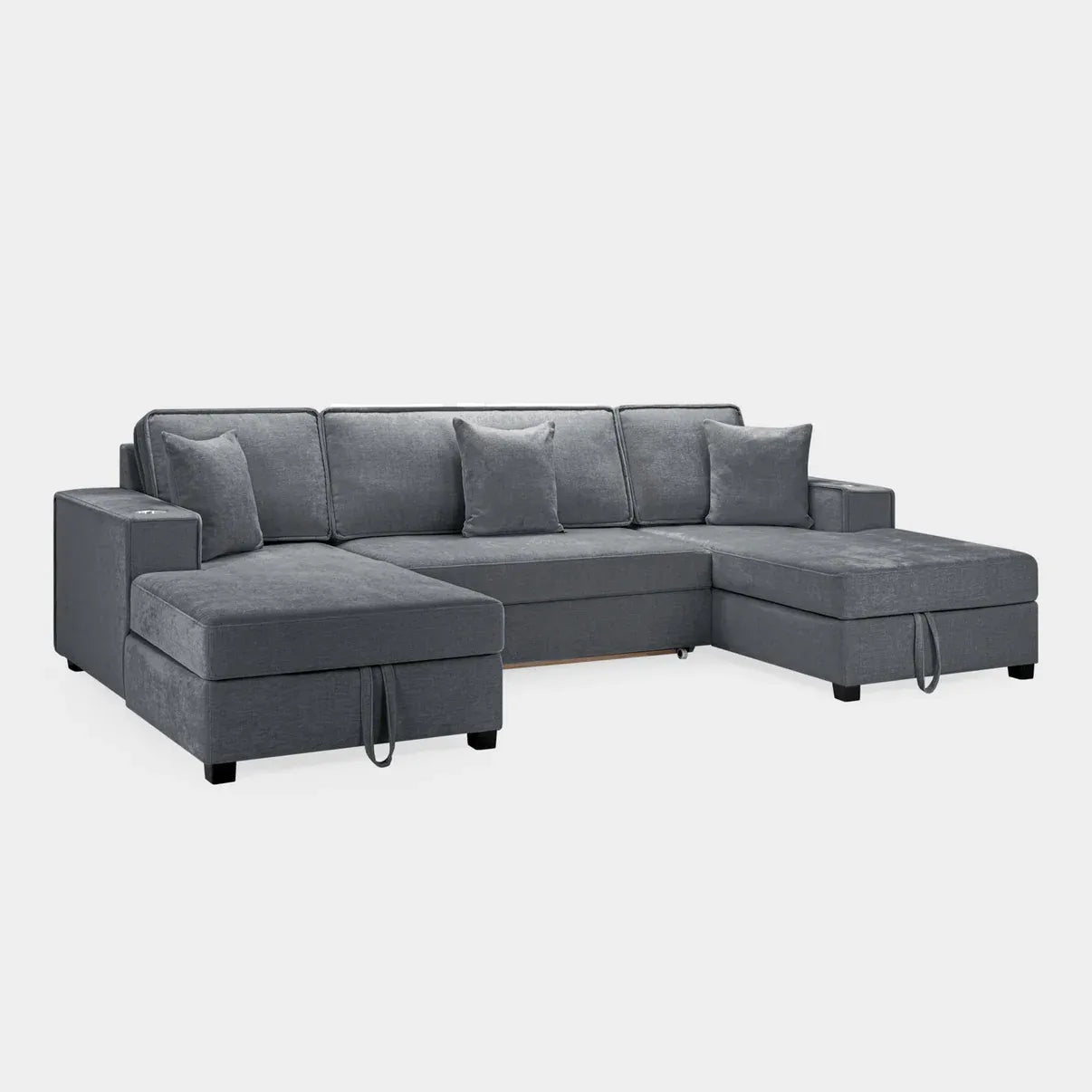 Milian Corner U Shape Sofabed With Storage Grey
