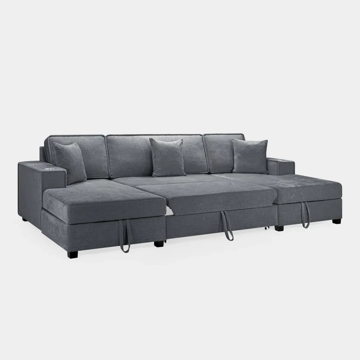 Milian Corner U Shape Sofabed With Storage Grey