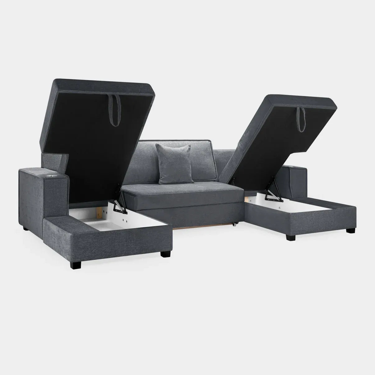 Milian Corner U Shape Sofabed With Storage Grey