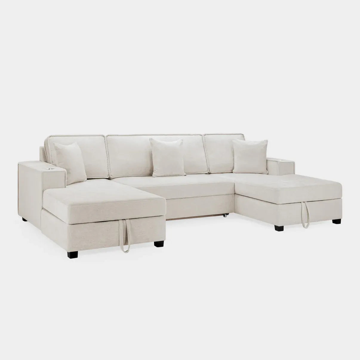 Milian Corner U Shape Sofabed With Storage Grey