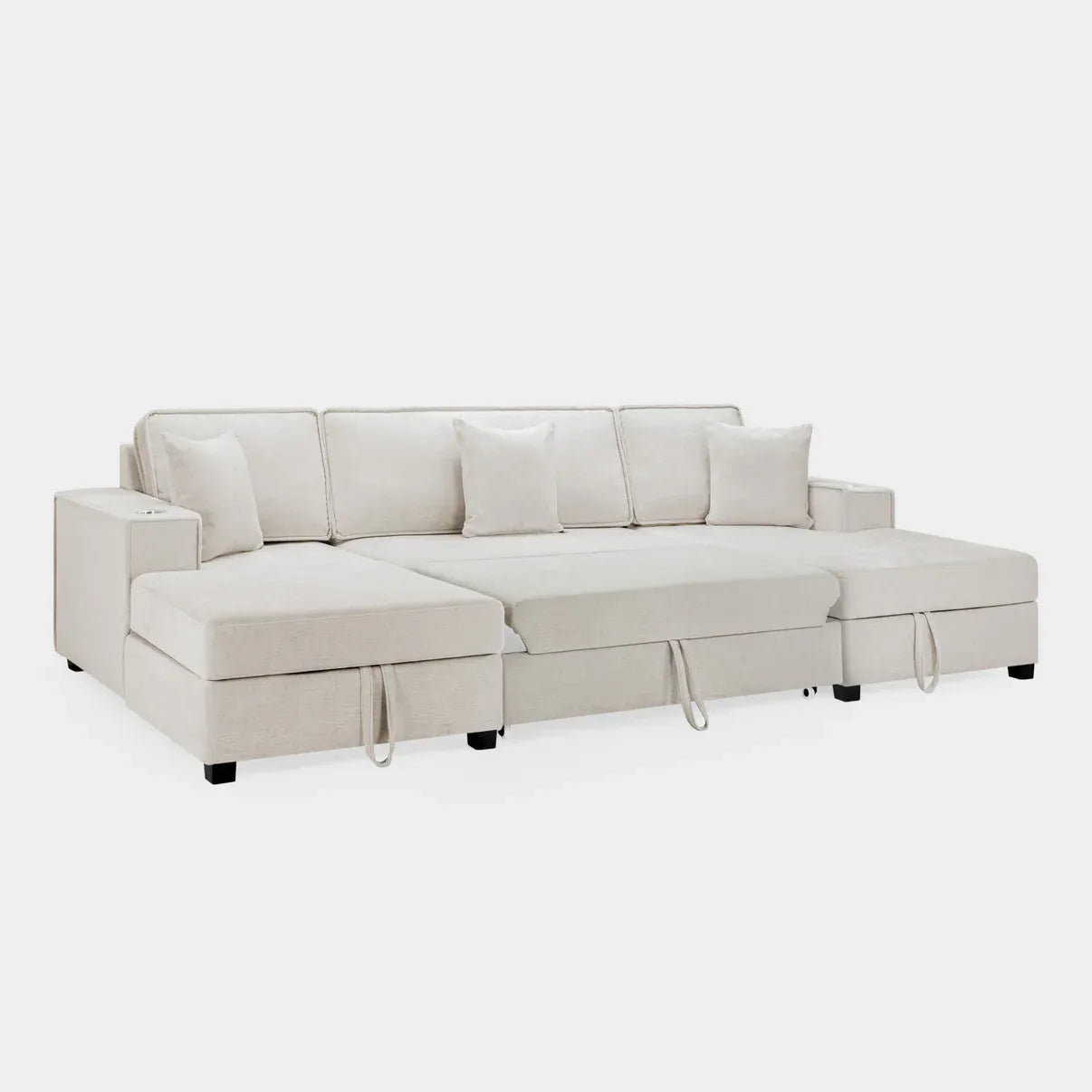 Milian Corner U Shape Sofabed With Storage Grey