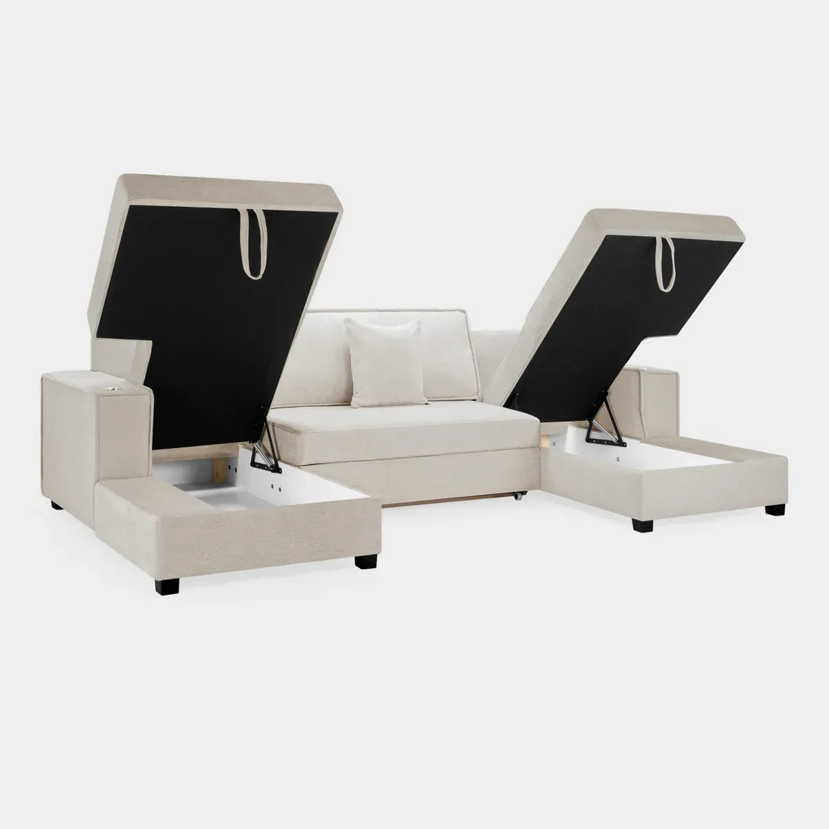 Milian Corner U Shape Sofabed With Storage Grey