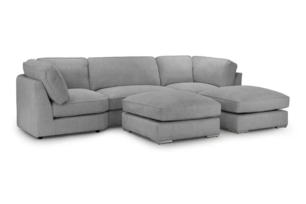 Inga Full Back Boucle Fabric Grey U Shape Corner Sofa