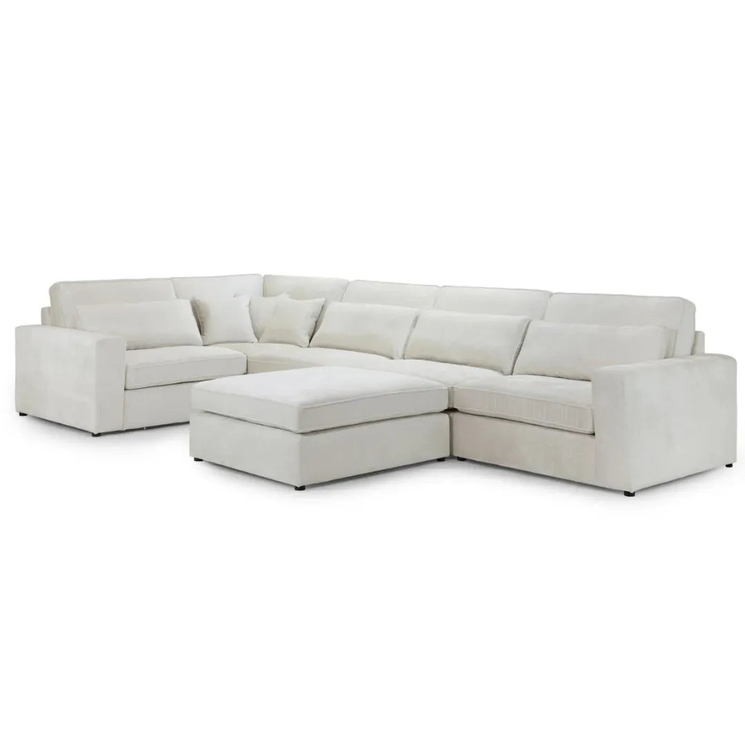 Kiana Modular Sectional Fabric Corner Sofa With Footstool
