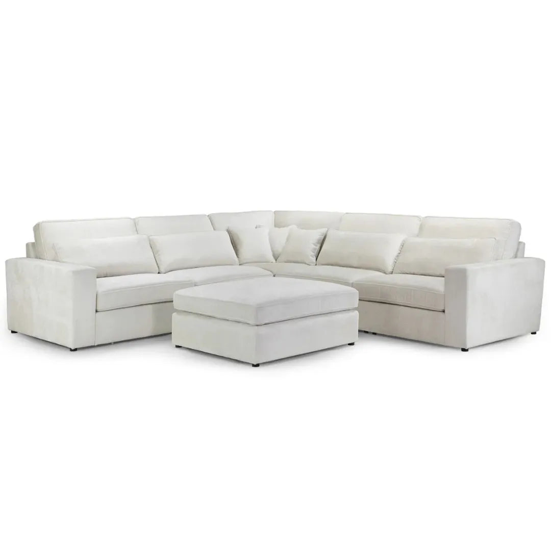 Kiana Modular Sectional Fabric Corner Sofa With Footstool