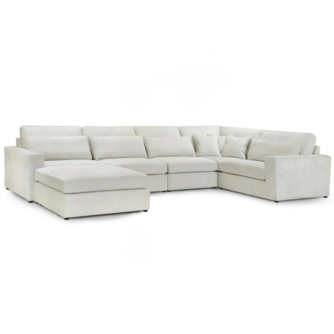 Kiana Modular Sectional Fabric Corner Sofa With Footstool