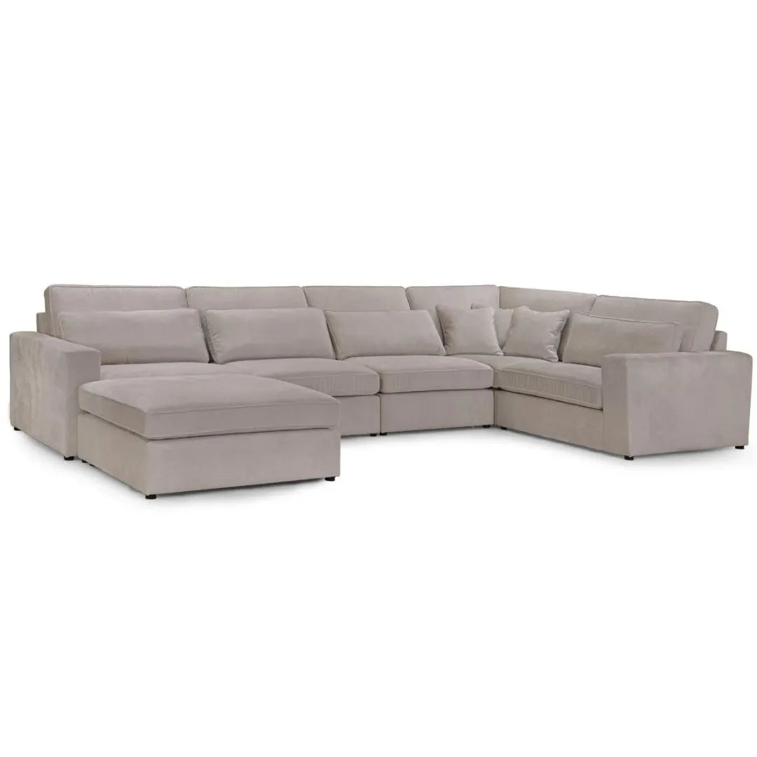 Kiana Modular Sectional Fabric Corner Sofa With Footstool